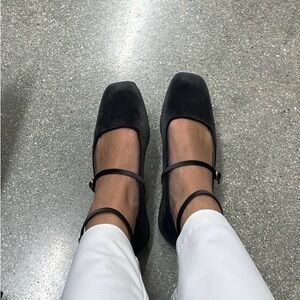 Zara Black Double Strap Flats